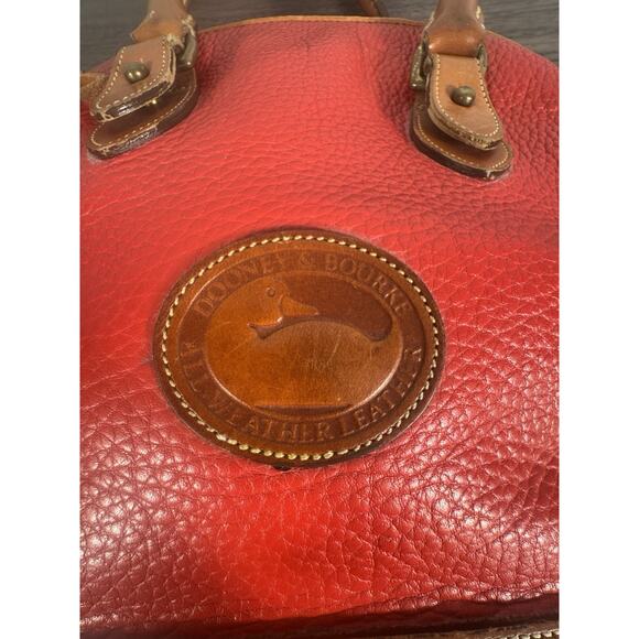 Vintage Dooney & Bourke all weather leather satchel bag. red pebbled leather - Picture 3 of 16
